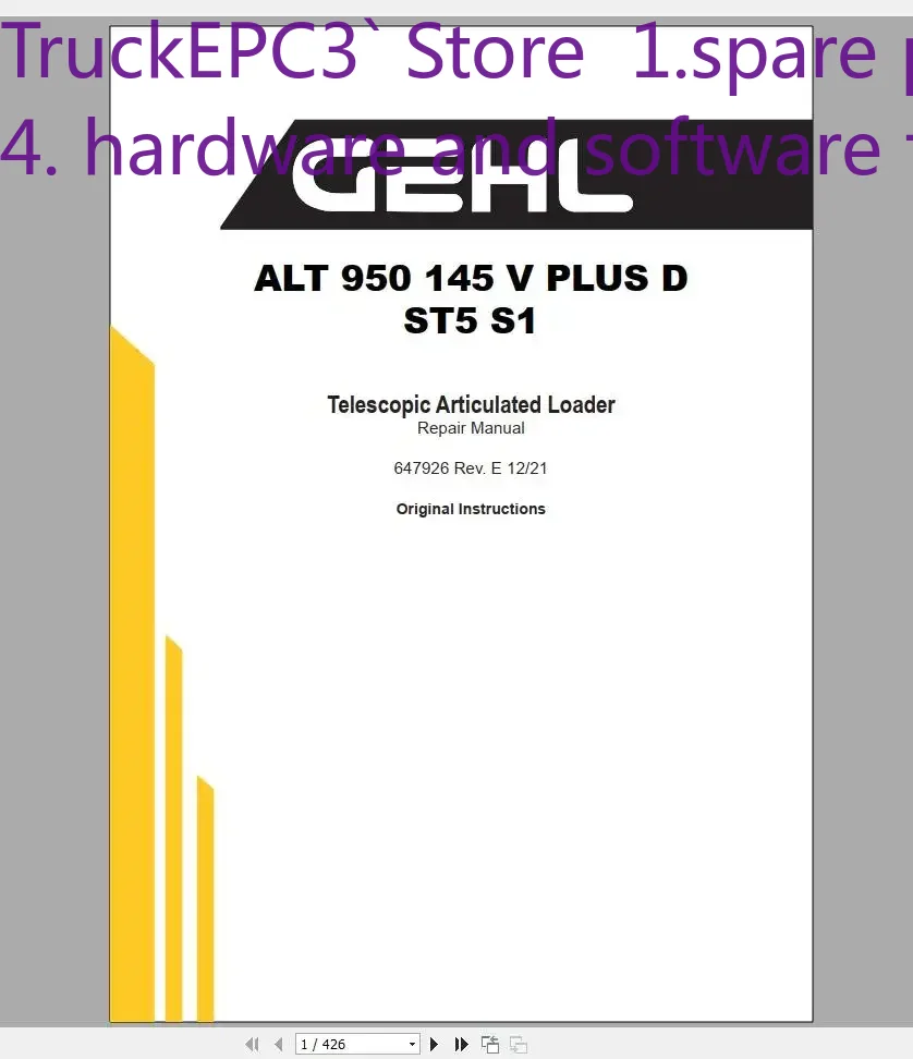 Heavy Equipment Pdf - Manuel de service TruckEPC3 GEHL Machinery