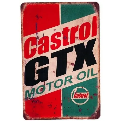 Castrol Oil Gtx - Panneau en métal Castrol GTX Motor