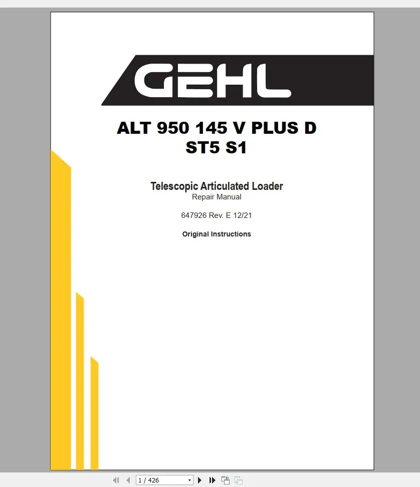 SpecDiag GEHL Machines Équipem - Heavy Equipment Pdf avis et prix