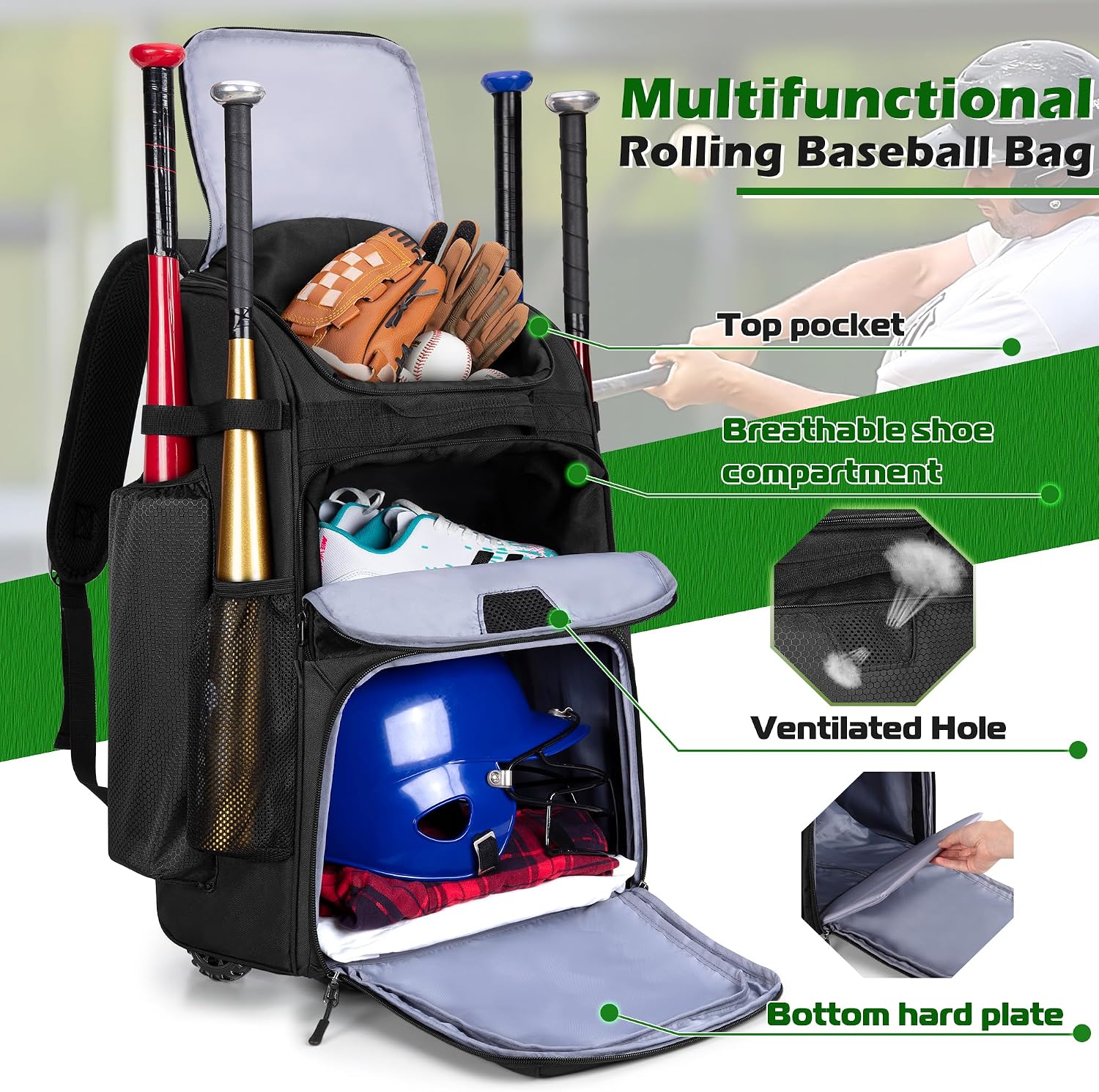 Sac à dos de baseball à roulet - Heavy Equipment Usa avis et prix